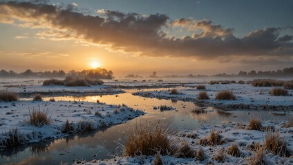 Fototapeta premium sunrise over the river