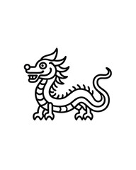 Editable stroke vector illustration of a Chinese dragon, a mythical creature often used in traditional dances.