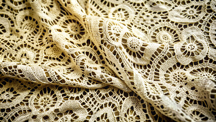 Obraz premium Old lace fabric with beautiful floral patterns for vintage decor and textile applications 