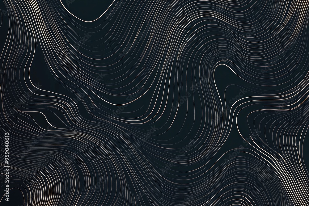 Poster abstract line art illustration featuring a dark background with curved patterns