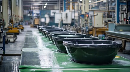 Obraz premium Production of acrylic bathtubs at the factory