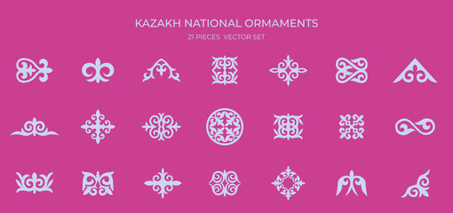 Kazakh national ornament. Vector modern isolated element set. Asian floral abstract element of the national pattern.