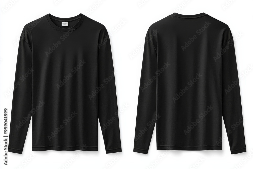 Wall mural black long sleeve tshirt mockup isolated created with generative ai