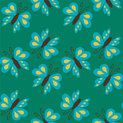 Seamless vector illustration print pattern background wallpaper with butterflies summer spring for textile, paper, pack etc 
