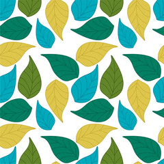 Seamless print pattern wallpaper background with leaves vector illustration botanic nature texture for paper, textile etc