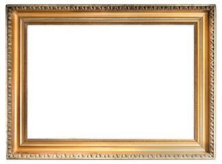 Wide antique picture frame on a transparent background, in PNG format.