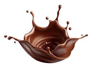 Sweet milk chocolate splash with drops, bubbles and blots. Melting liquid fluid crown drops....