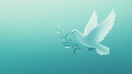 Elegant International Day of Peace background with a minimalist design, featuring a white dove holding an olive branch