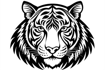 tiger head silhouette with white background