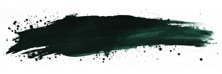 This distressed green brush stroke artwork with splattered ink and rich grunge texture is ideal for creative backgrounds, banners, and designs that inspire artistic creativity and expression