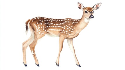 Naklejka premium Charming Illustration of a Spotted Deer Capturing the Grace of Nature