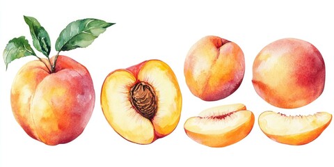Vibrant Watercolor Peach Illustrations: A Celebration of Sweet, Juicy Fruit in Art