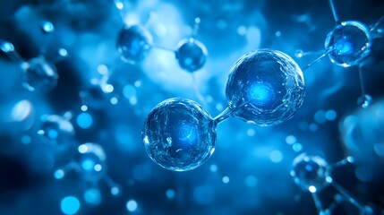 Elemental Hydrogen: A visual representation of hydrogen atoms bonding, with glowing blue orbs symbolizing protons and a minimalist background.

