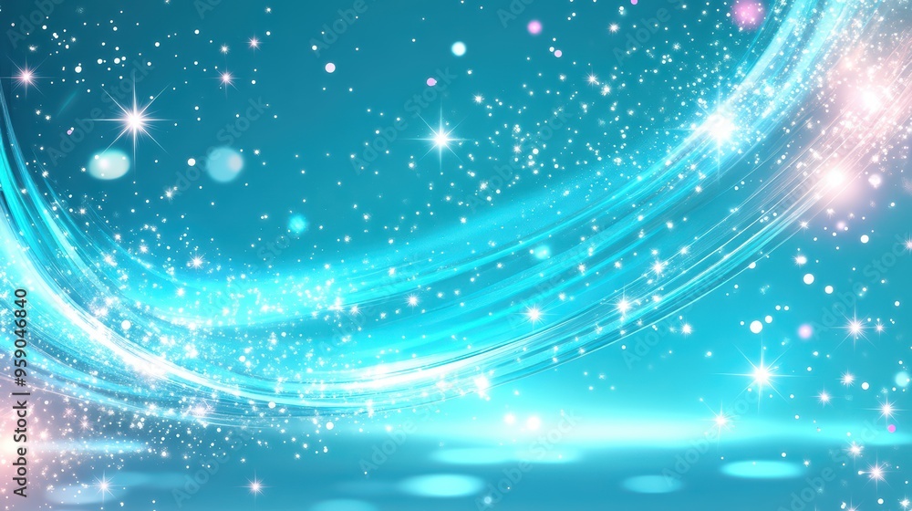 Poster a dazzling abstract background featuring shimmering lights and swirling patterns in vibrant blue ton
