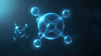 Elemental Hydrogen: A visual representation of hydrogen atoms bonding, with glowing blue orbs symbolizing protons and a minimalist background.
