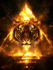 Geometric Tiger of Fire: A Pyramid of Flames and Candles