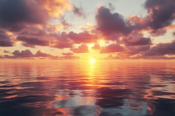 Obraz premium Sunset Sky Reflected in Calm Ocean Water