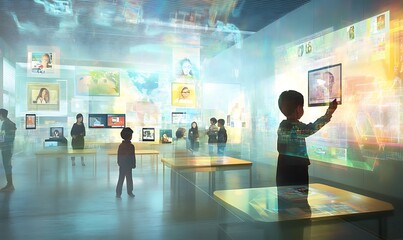 A Futuristic Room Filled with Screens Displaying Various Images