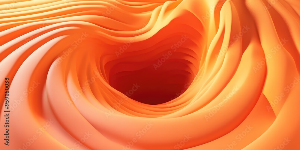 Poster gravity waves in orange shades surrounding a circle rendered in 3d cartoon style