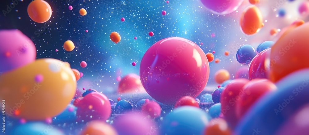Aufkleber Cartoonish 3D rendering of a textured background resembling starry outer space