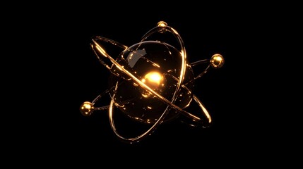 Gold Atom: An artistic depiction of a single gold atom, with golden electrons orbiting a central nucleus, against a black background.

