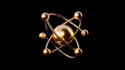Gold Atom: An artistic depiction of a single gold atom, with golden electrons orbiting a central nucleus, against a black background.
