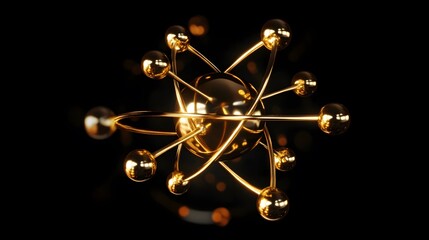 Gold Atom: An artistic depiction of a single gold atom, with golden electrons orbiting a central nucleus, against a black background.
