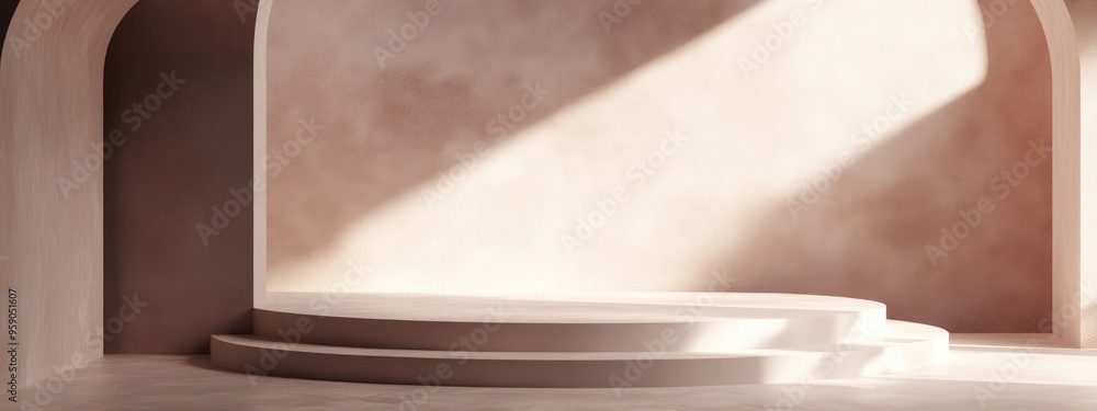 Poster Minimalistic podium background featuring soft shadows 3D rendering