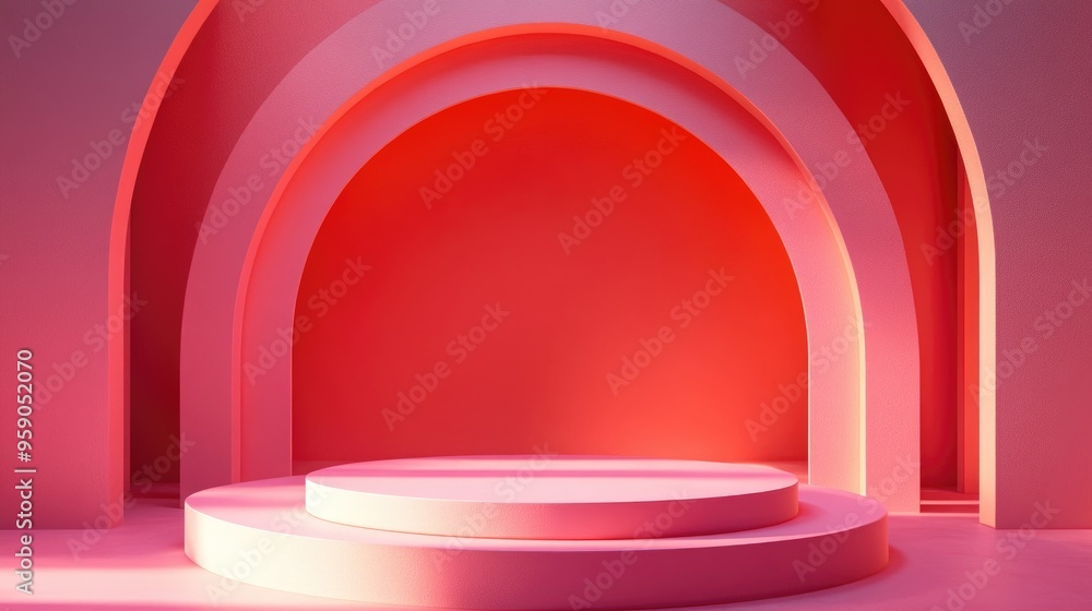 Poster abstract podium display scene for showcasing products 3d render