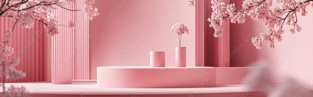 Aufkleber pink product display abstract geometric backdrop 3d rendering