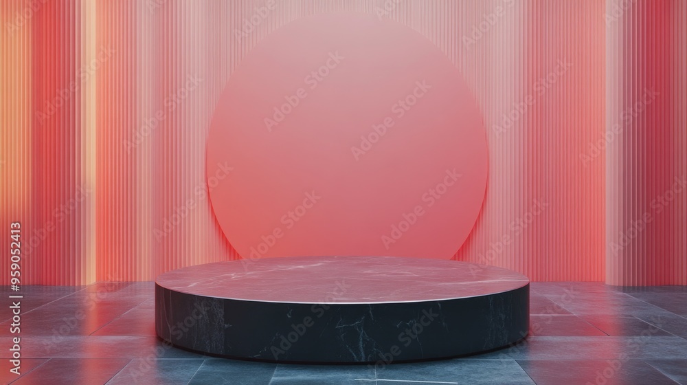 Aufkleber minimalist abstract backdrop featuring a pedestal in 3d rendering