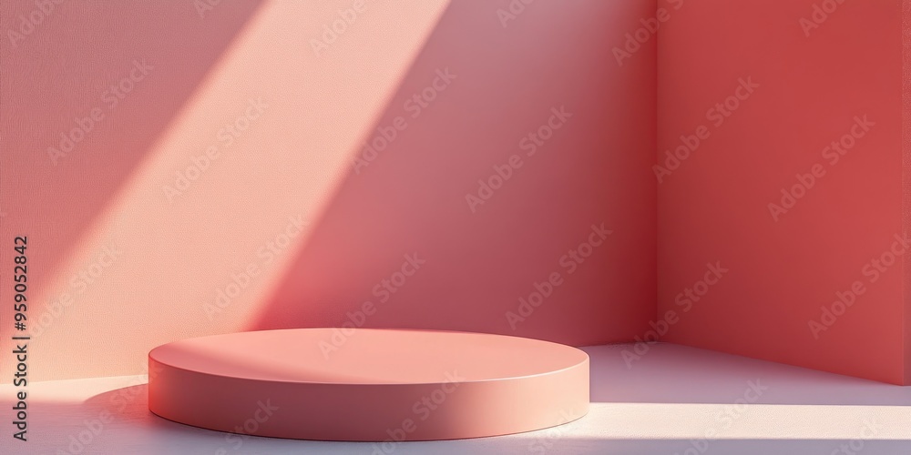 Poster minimalist abstract backdrop featuring a pedestal created through 3d illustration and rendering