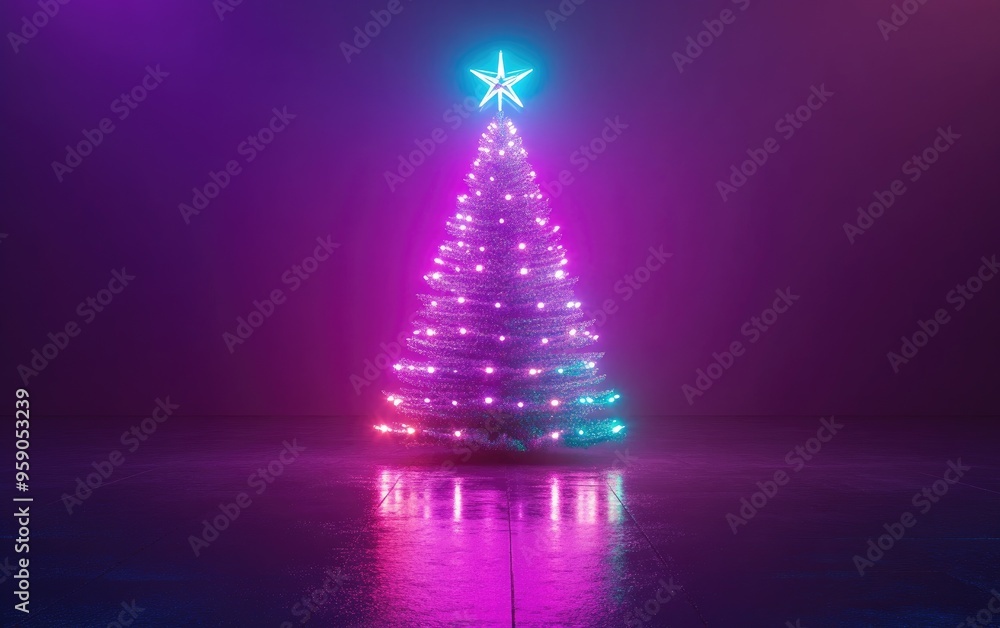 Aufkleber Background display for showcasing products 3D rendering illustration of a Christmas tree