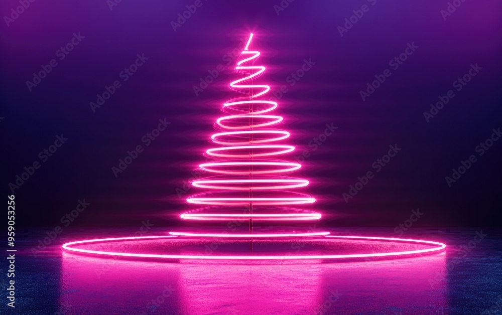 Aufkleber Background display for showcasing products 3D rendering illustration of a Christmas tree
