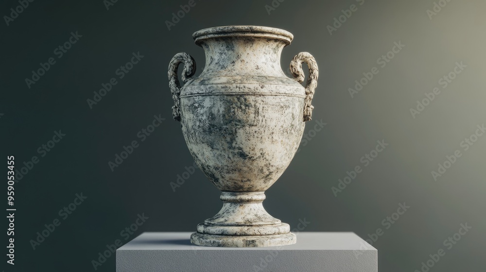 Aufkleber stone vase displayed on a podium high resolution 3d representation