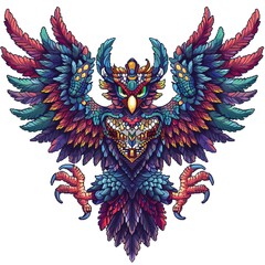 Fototapeta premium Garuda 8-bit fantasy animal cartoon isolated whitebackground