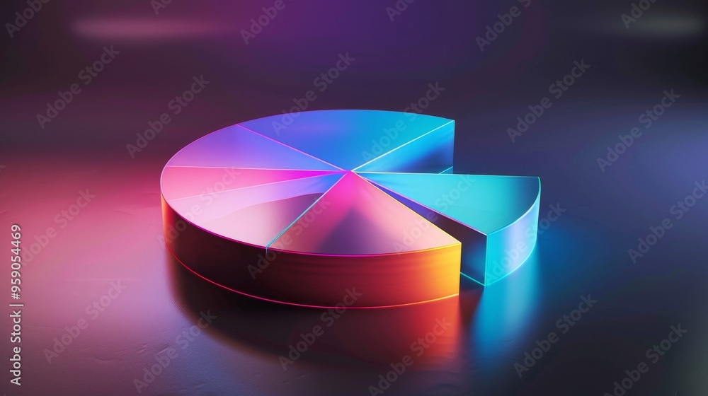 Poster abstract pie chart with vibrant colors, representing data or analysis. a modern and futuristic conce