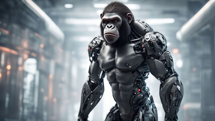 Naklejka premium mecha robotic ape illustration