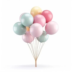 Helium balloons, event decoration element, detailed illustration, bright colors, isolated on white background