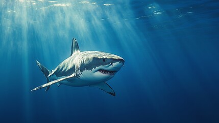 Fototapeta premium It sounds like you're referring to an image of a shark that is identified as a great white shark. If you need any more information or help with details, just let me know