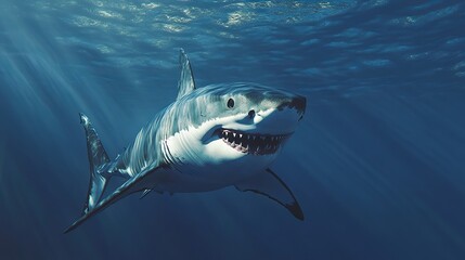 Fototapeta premium A great white shark, one of the largest predatory fish in the world.