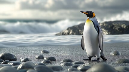 Fototapeta premium Emperor Penguin, Photo Realistic, Wallpaper, Cover and Screen for Smartphone, PC, Laptop, 9:16 and 16:9 Format