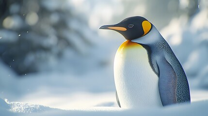 Obraz premium Emperor Penguin, Photo Realistic, Wallpaper, Cover and Screen for Smartphone, PC, Laptop, 9:16 and 16:9 Format