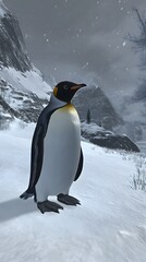 Fototapeta premium Emperor Penguin, Photo Realistic, Wallpaper, Cover and Screen for Smartphone, PC, Laptop, 9:16 and 16:9 Format