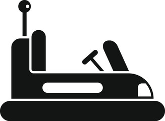 Black silhouette of a bumper car with a big antenna, isolated on a white background