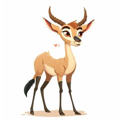Fototapeta premium Gazelle Love fantasy animal cartoon isolated whitebackground