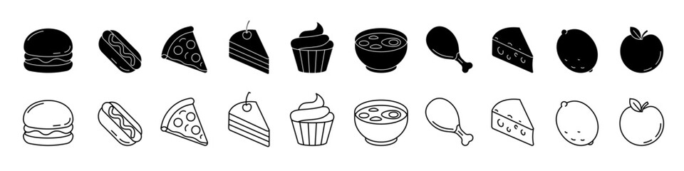 Food icon set. Food icons. 