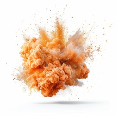 Massive explosion, disaster element, watercolor painting, vibrant fireball and force, isolated on white background