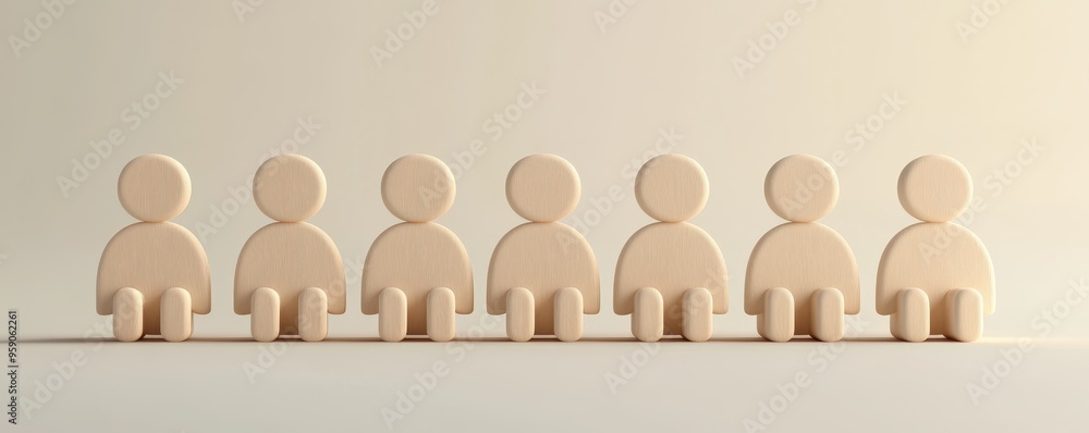 Aufkleber a group of wooden figures symbolizes teamwork and community. perfect for depicting collaboration and