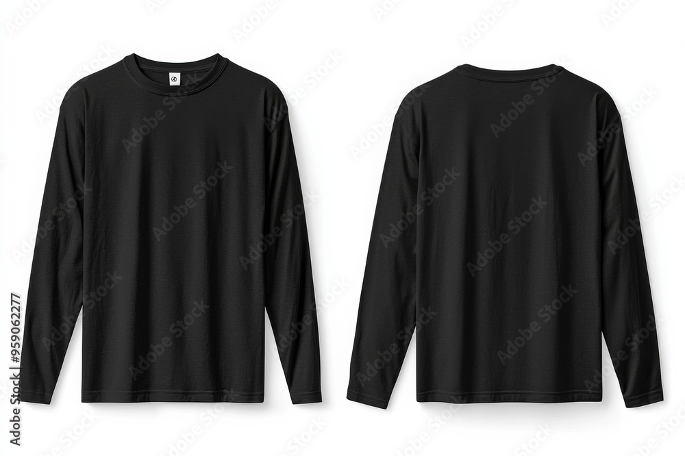 Wall mural Black long sleeve tshirt mockup isolated created with Generative AI